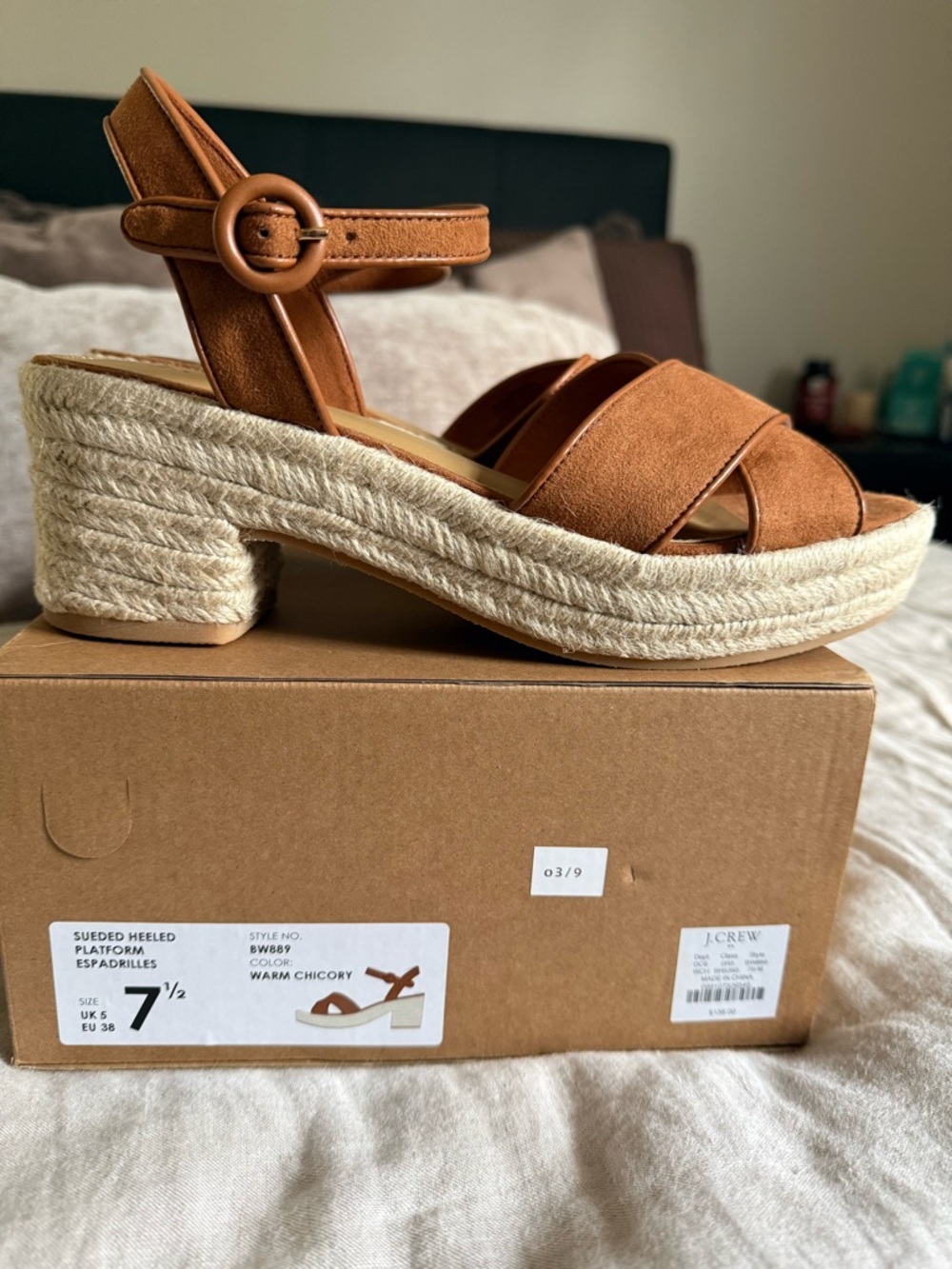J. Crew Suede Espadrille Platform Sandal in Warm Chicory